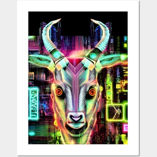 Neon Baphomet Goat Posters and Art